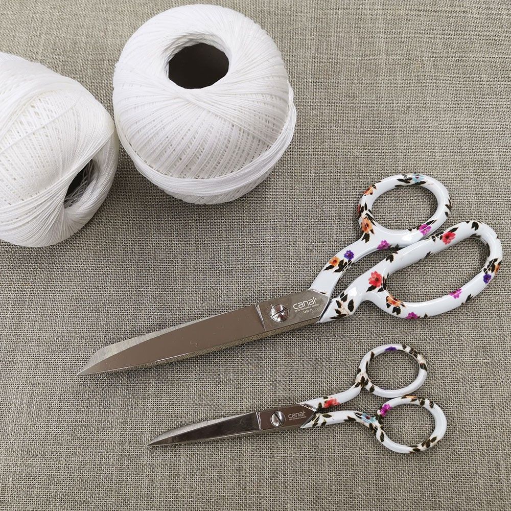 Schneiderschere mit Blumenmuster, 21 cm