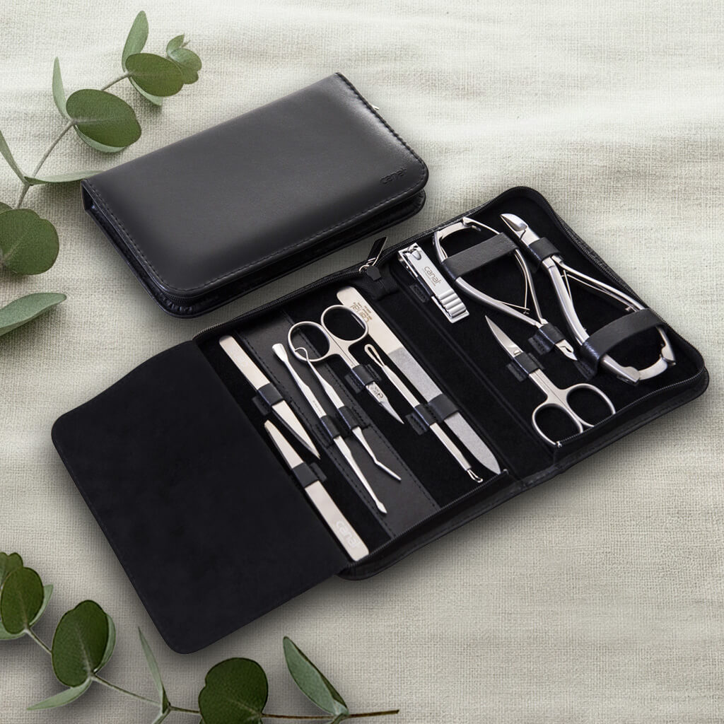 Maniküre-Set aus Leder, 11-teilig