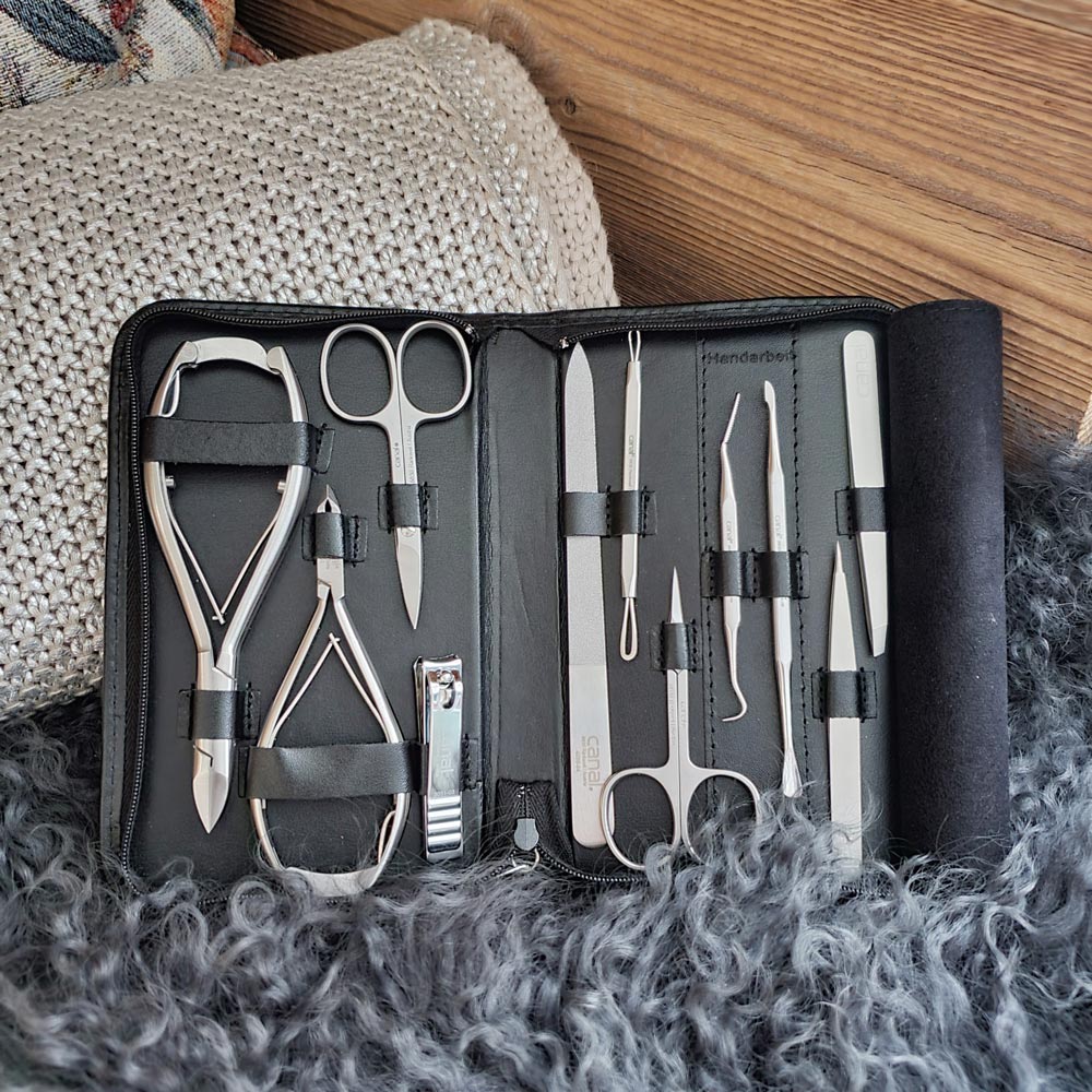 Maniküre-Set aus Leder, 11-teilig