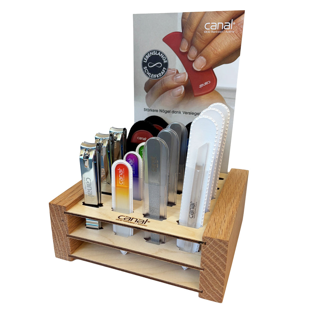 Holz-Display mit Feilen 16-tlg. bestückt