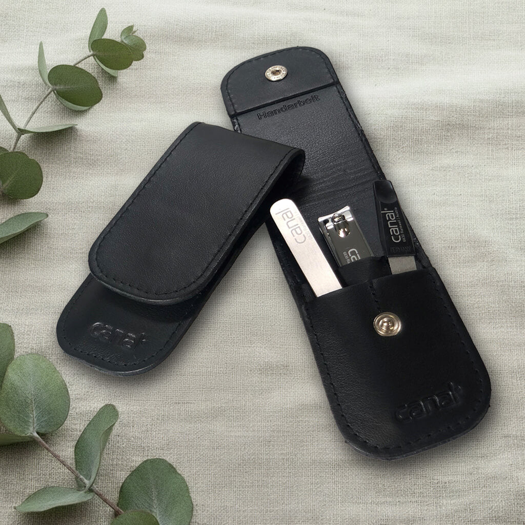 Reise-Etui aus Leder, 3-teilig