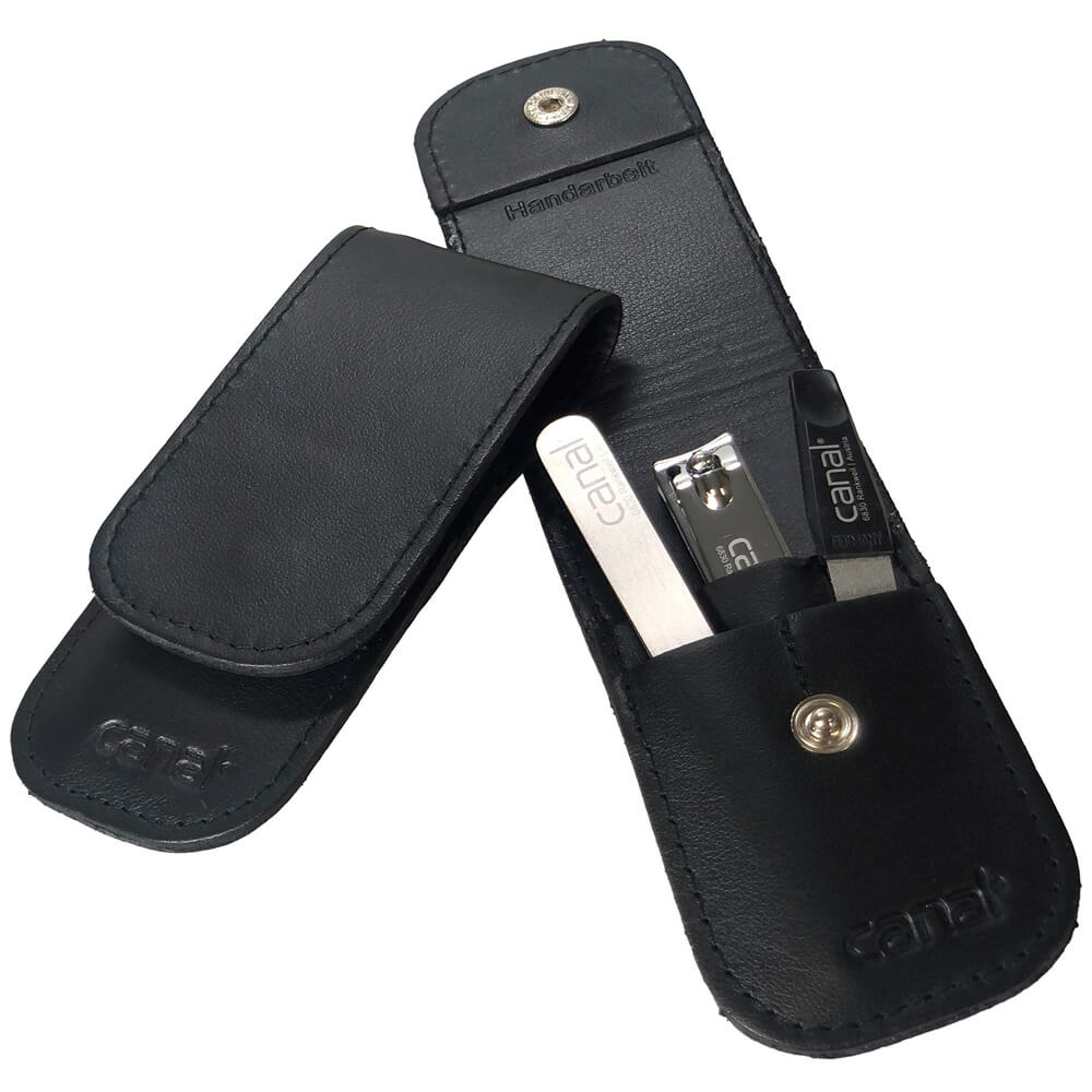 canal Maniküre-Steck-Etui in schwarz mit 3 Instrumenten