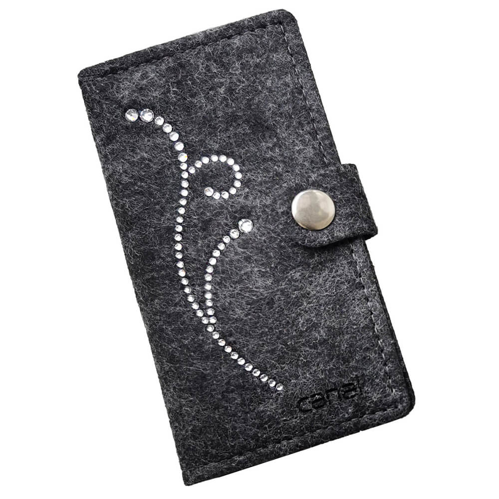 canal Maniküre Etui aus Filz, dunkelgrau mit Strass, leer