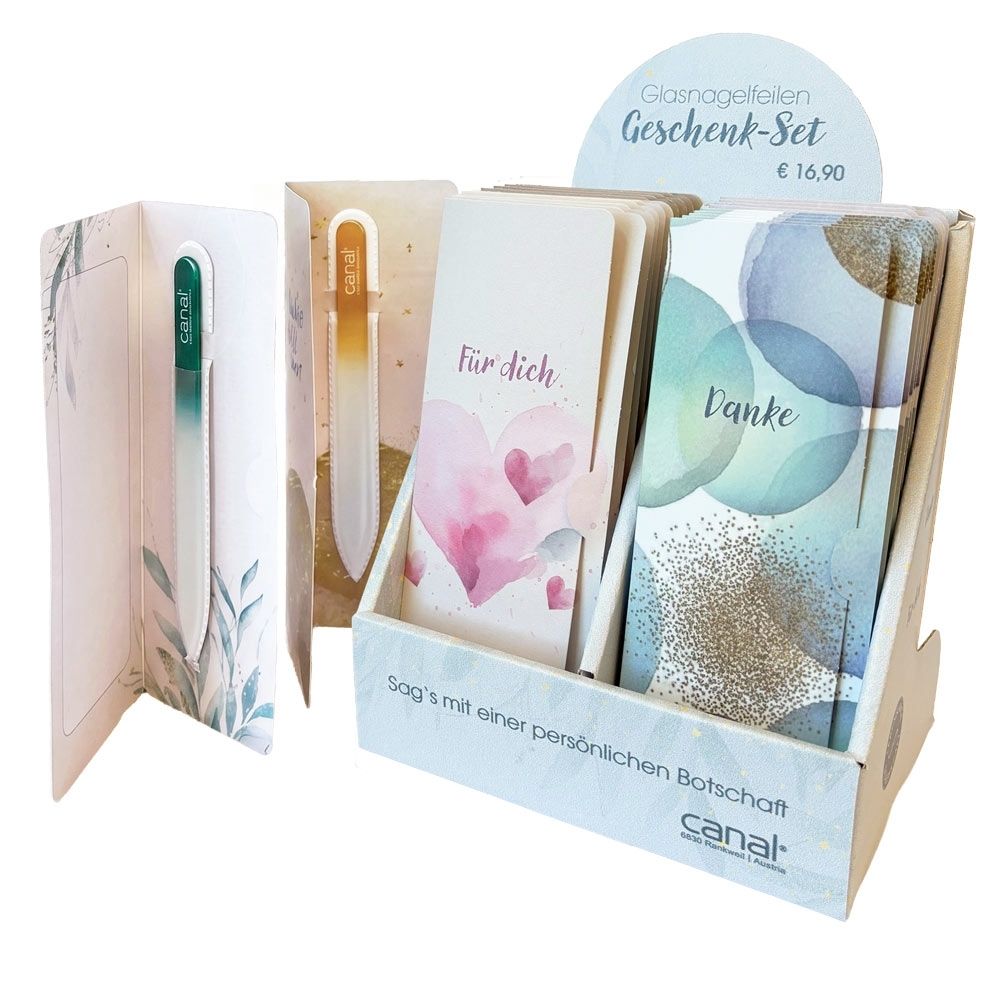 Geschenkdisplay "Grußkarten-Glasfeilen", 20-teilig