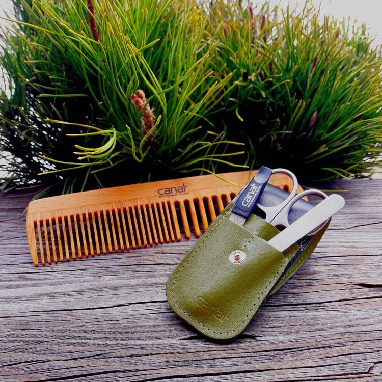 Reise-Etui aus Leder, 3-teilig