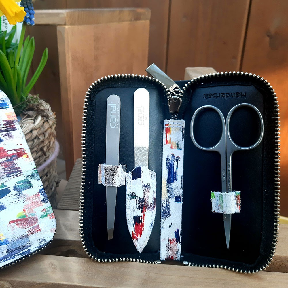 Reißverschluss-Etui aus Wildleder, 3-tlg.
