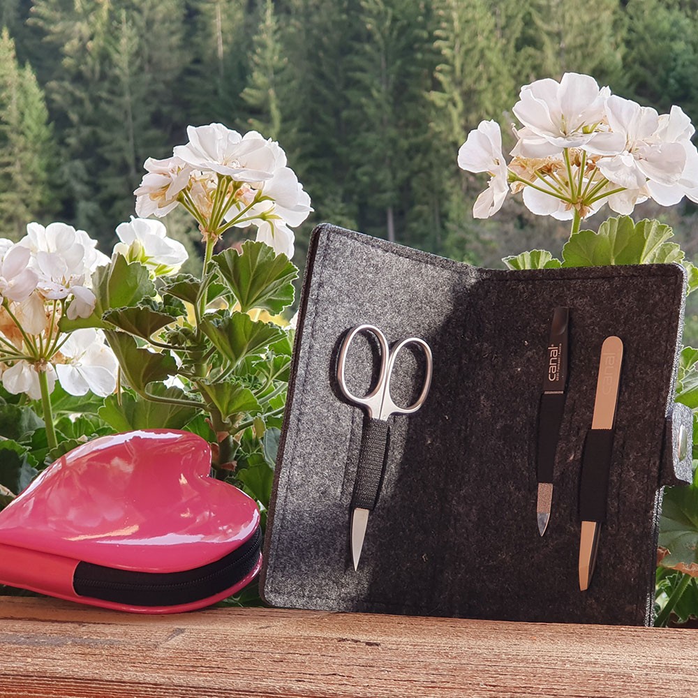 Custodia per manicure di feltro "cuore", grigio, 3 Custodia per manicure di feltro "cuore", grigio, 3