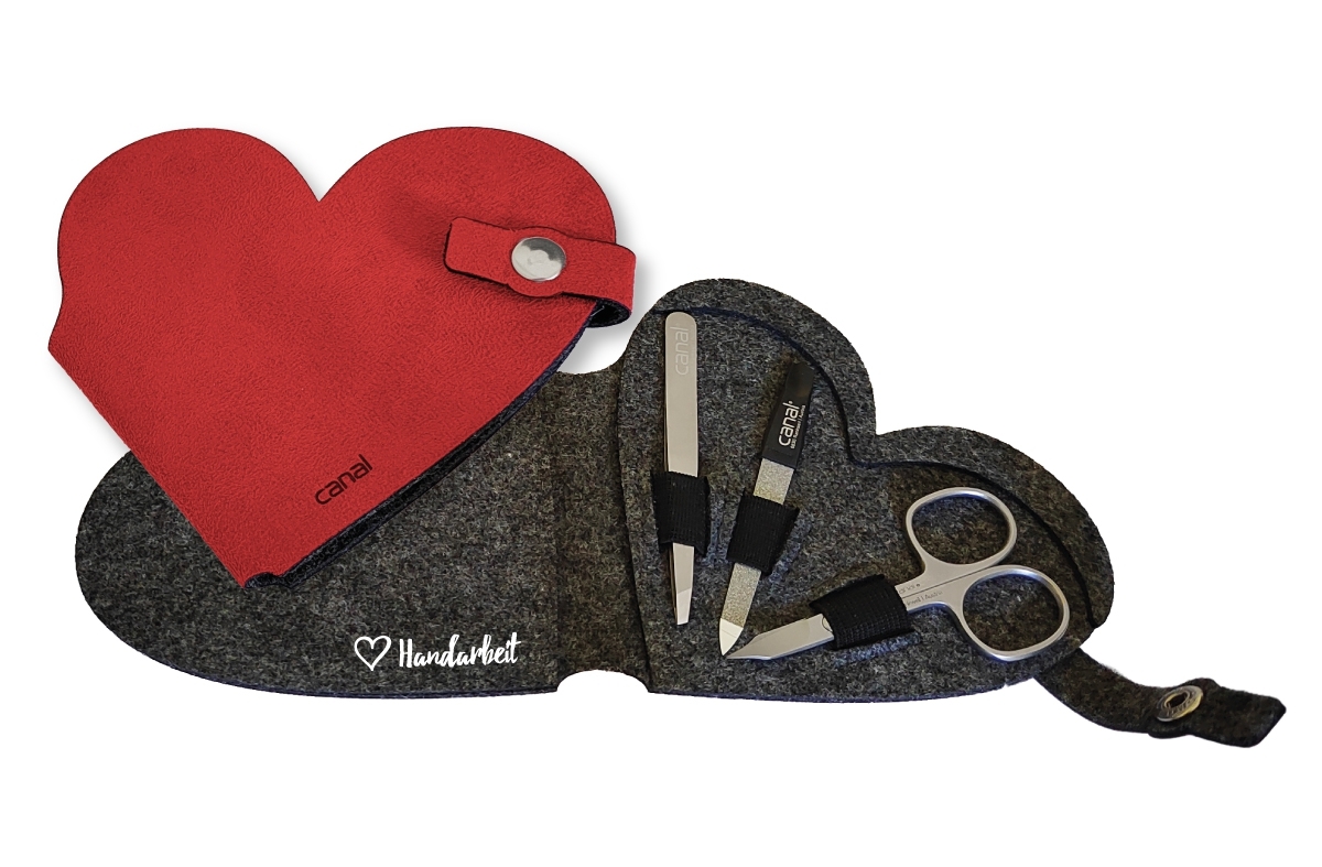 heart-manicure case out of felt, 3 instruments heart-manicure case out of felt, 3 instruments