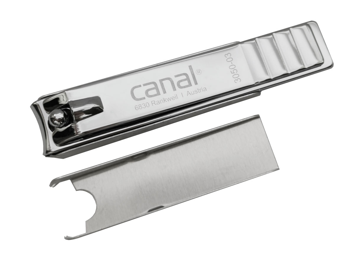 Fußnagelknipser mit Auffangschale vernickelt Fußnagelknipser mit Auffangschale vernickelt