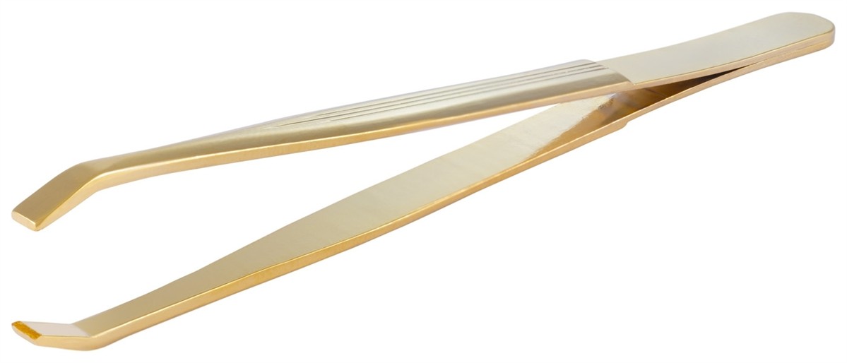 Haarpinzette mit abgewinkelter Spitze, gold Haarpinzette mit abgewinkelter Spitze, gold