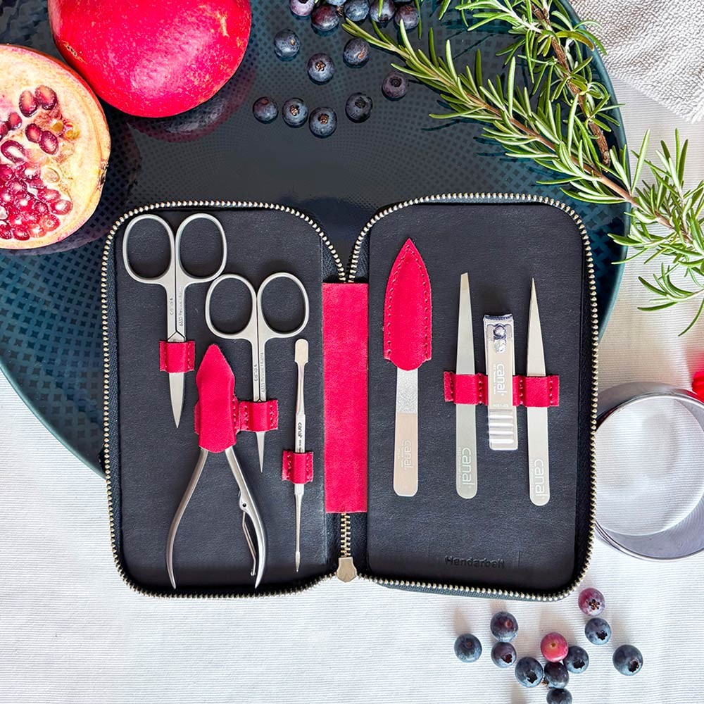 Custodia con cerniera di cuoio in crosta, rosso, 8 Custodia con cerniera di cuoio in crosta, rosso, 8