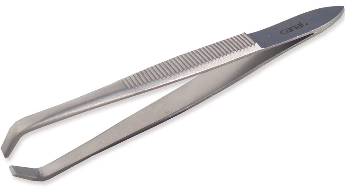 Hair Tweezers Straight Cranked Stainless Steel