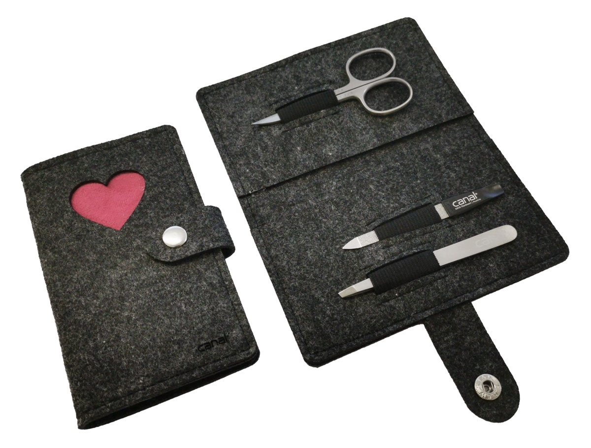 Custodia per manicure di feltro "cuore", grigio, 3 Custodia per manicure di feltro "cuore", grigio, 3