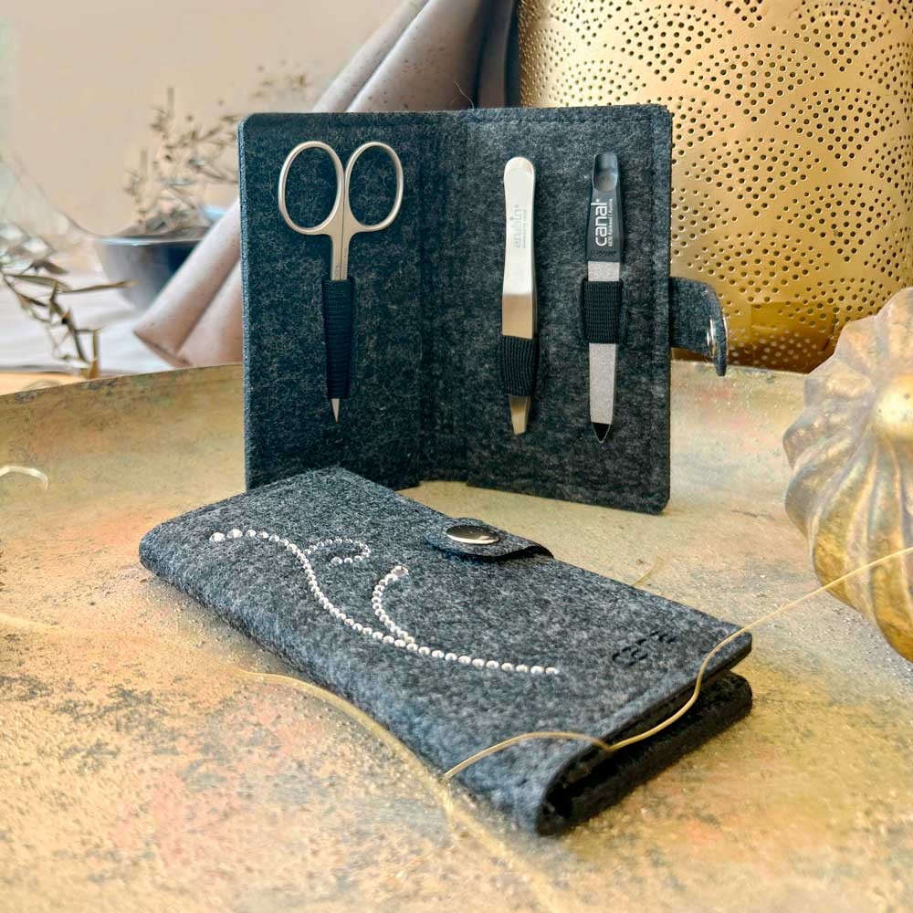 Felt manicure case "Strass", 3 pieces