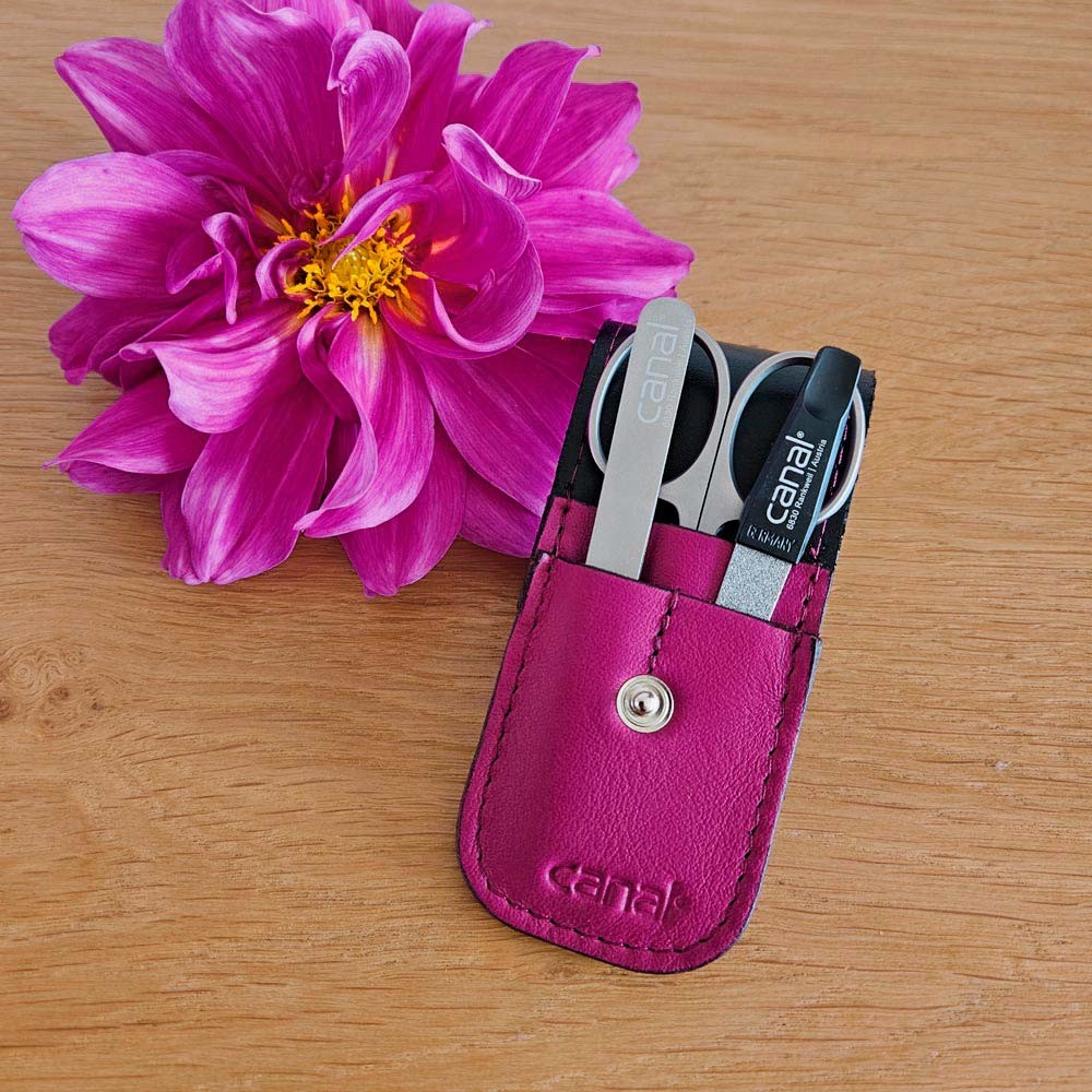 Custodia con pulsante, fucsia, 3 pezzi Custodia con pulsante, fucsia, 3 pezzi