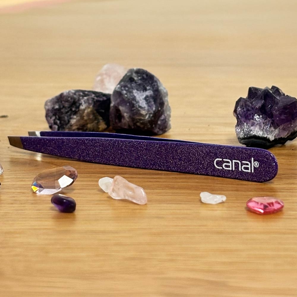 Haarpinzette schräg "Amethyst", 9 cm