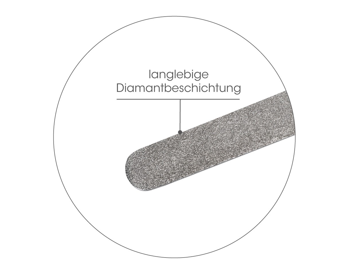 Diamant Hornhautfeile rostfrei, 15 cm