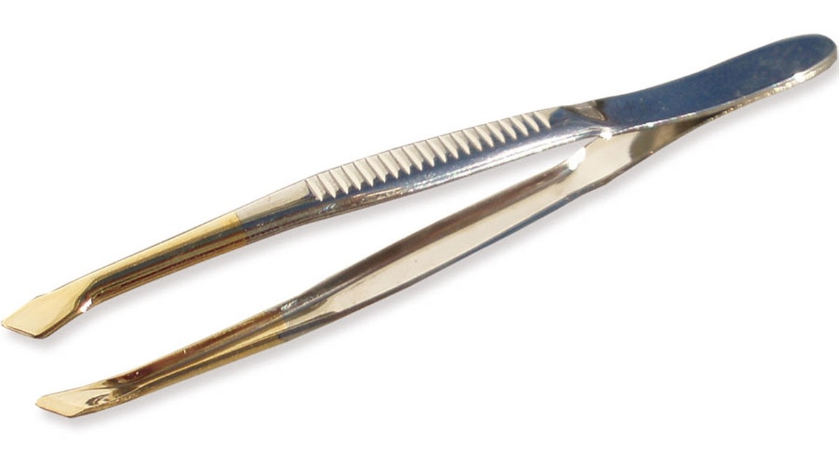 Haarpinzette schräg vergoldete Spitze Haarpinzette schräg vergoldete Spitze