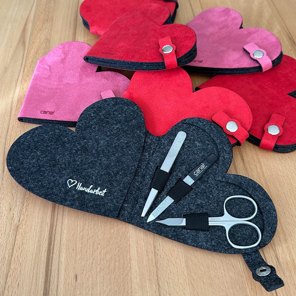 Herz-Etui aus Filz, 3-teilig