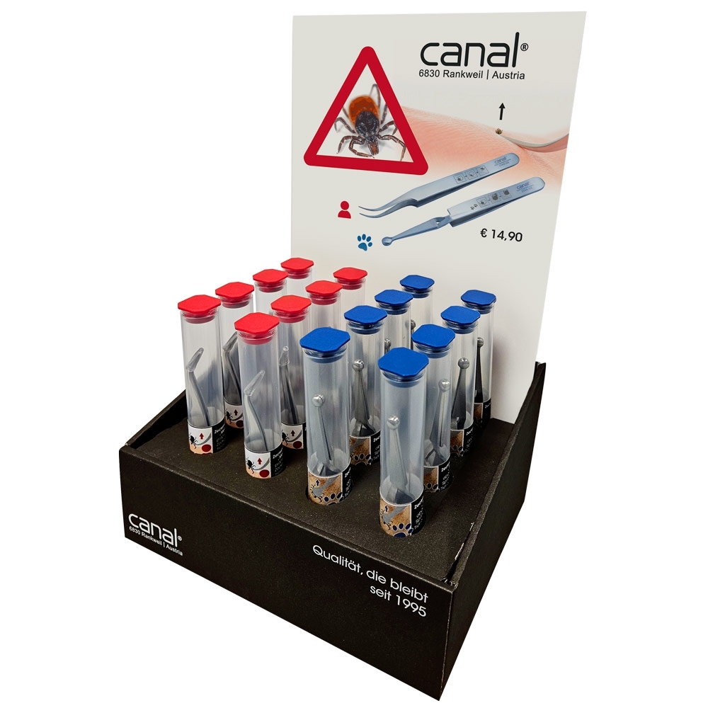 Tick tweezer display "Human and animal", 8+8 Tick tweezer display "Human and animal", 8+8