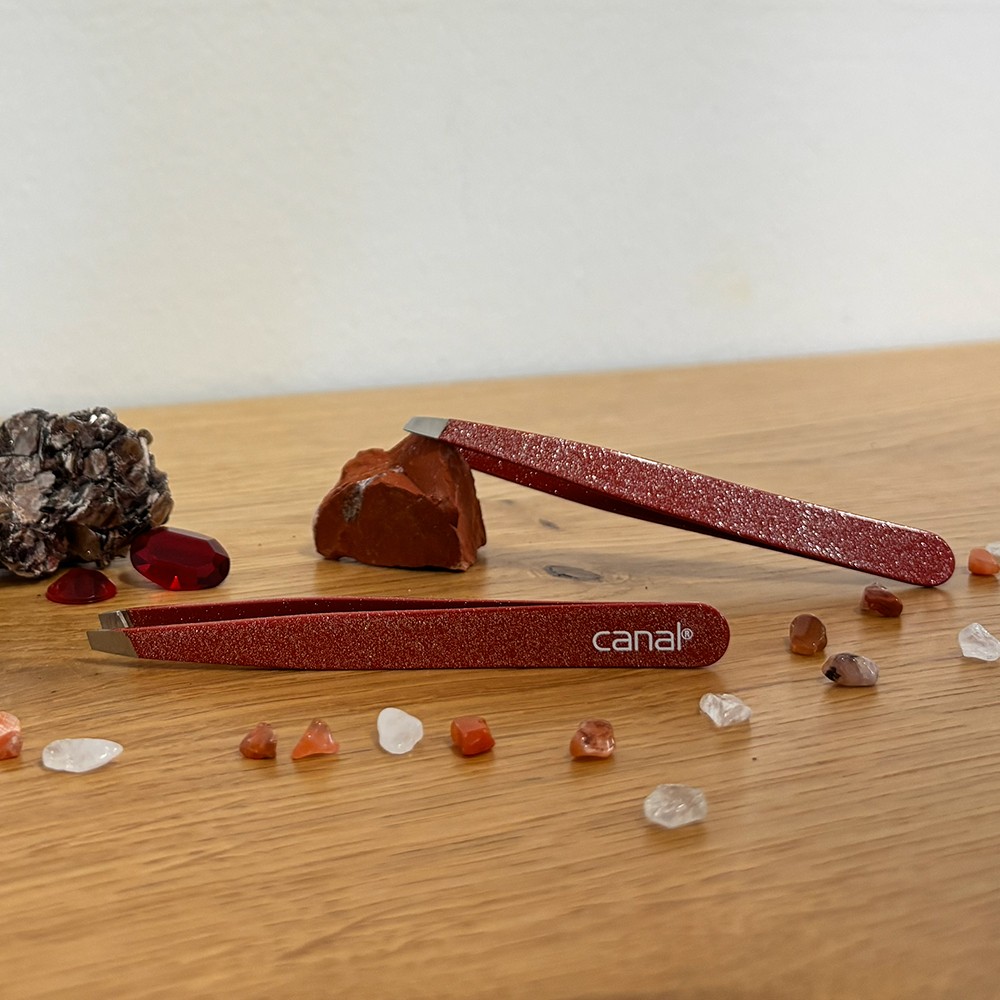 Haarpinzette schräg "Rubin", 9 cm