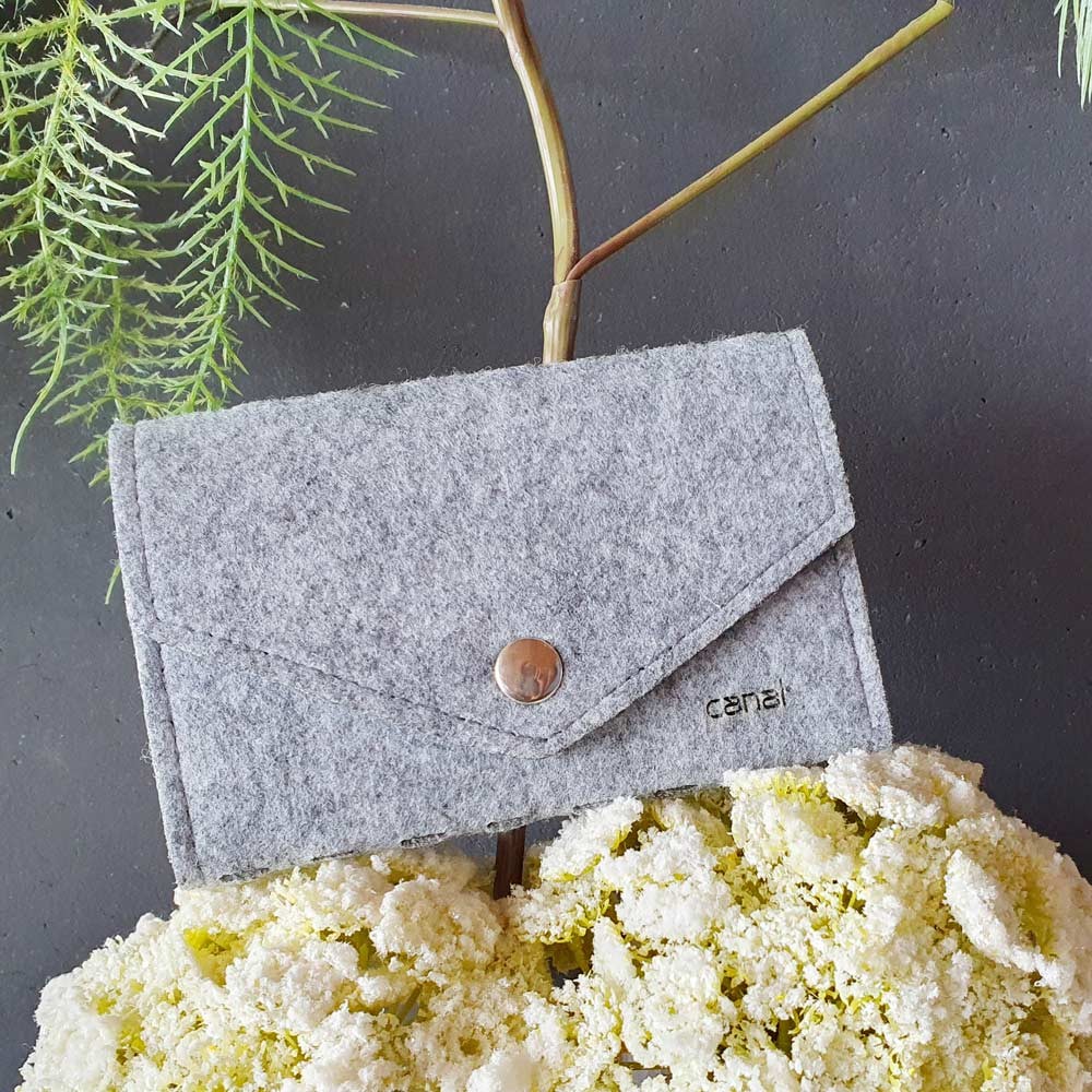 Unassembled felt manicure case with press stud Unassembled felt manicure case with press stud