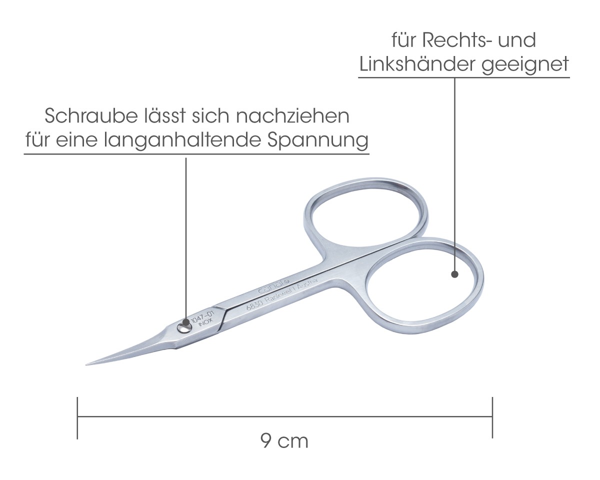 Forbici pelli lama curva INOX, 9 cm