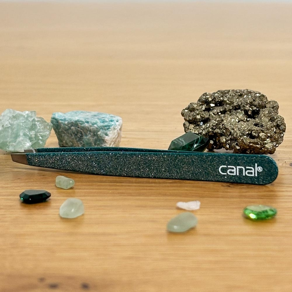 Haarpinzette schräg "Smaragd", 9 cm