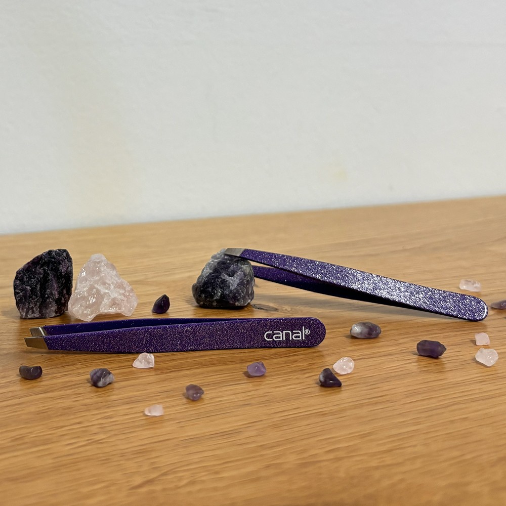 Haarpinzette schräg "Amethyst", 9 cm