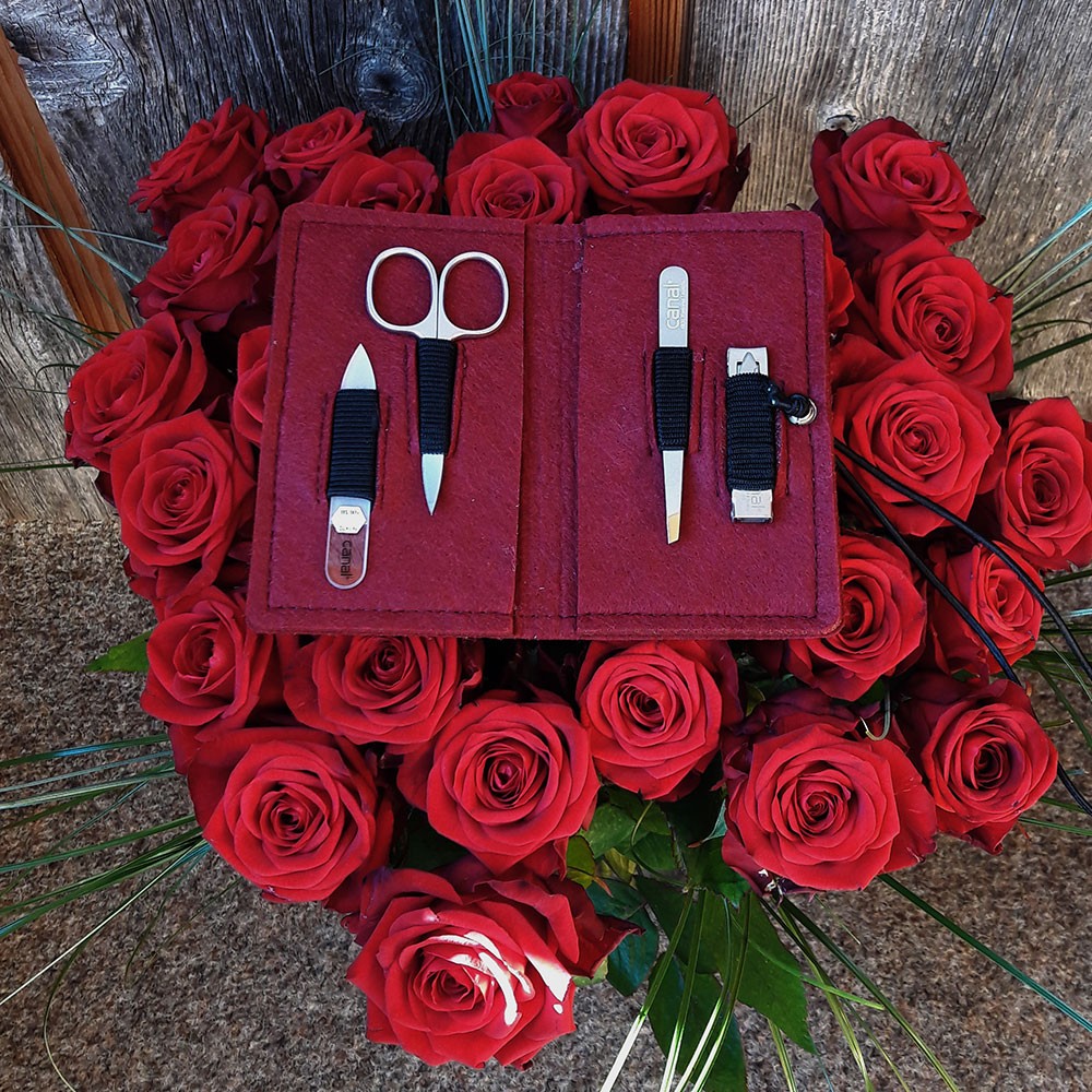 manicure case out of felt with 4 instruments manicure case out of felt with 4 instruments