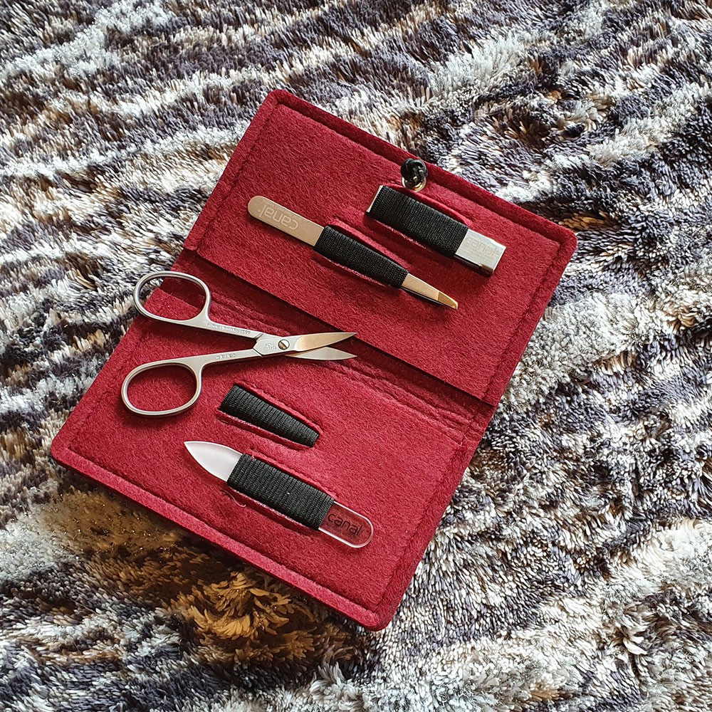 Custodia per manicure di feltro, rosso, 4 pezzi Custodia per manicure di feltro, rosso, 4 pezzi