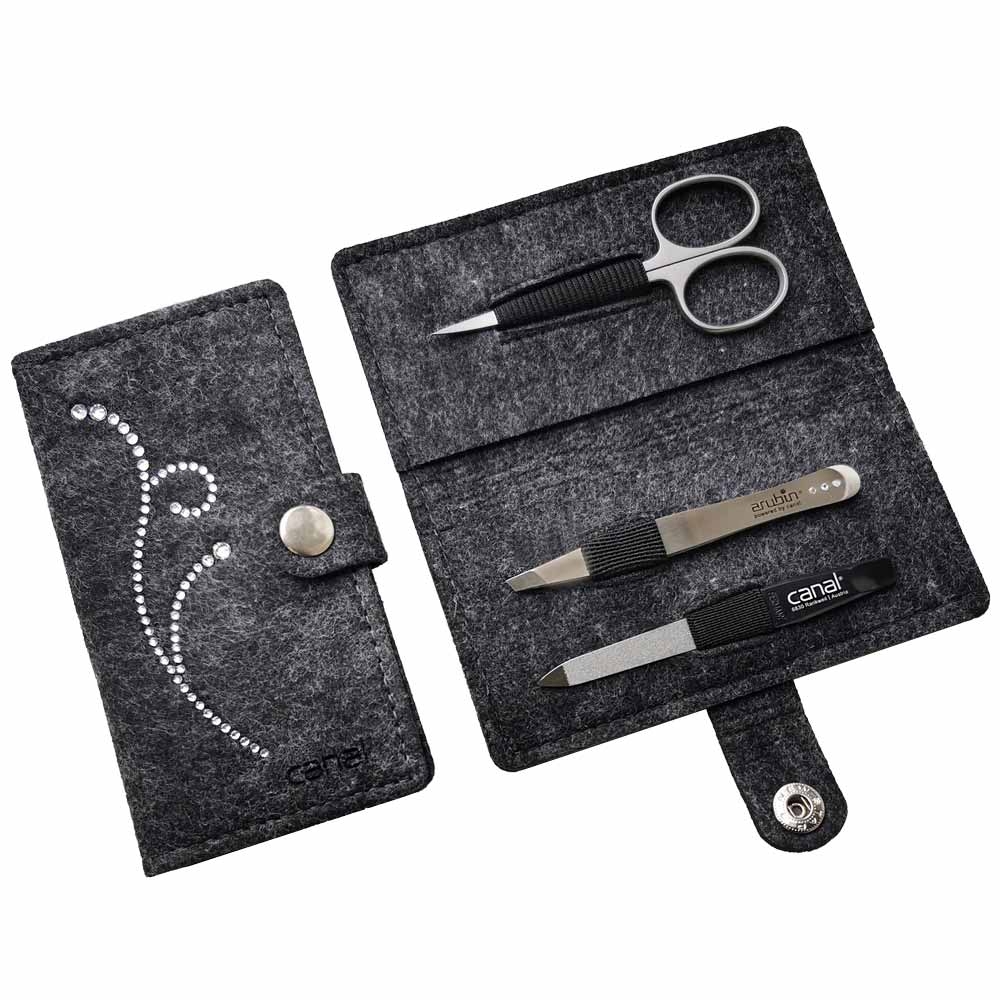 Felt manicure case "Strass", 3 pieces Felt manicure case "Strass", 3 pieces