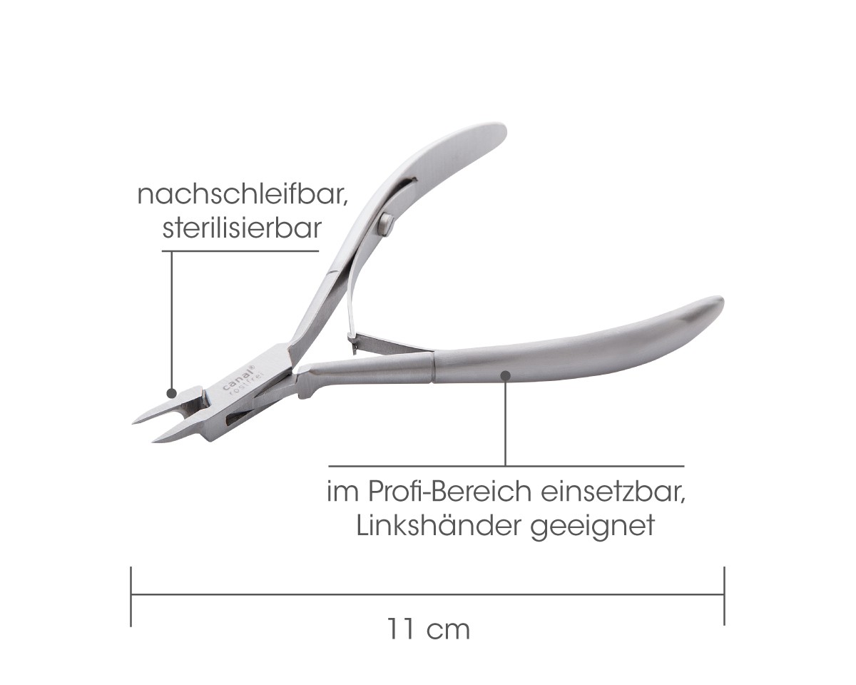 Eckenzange mit Flammenspitze, rostfrei, 11 cm