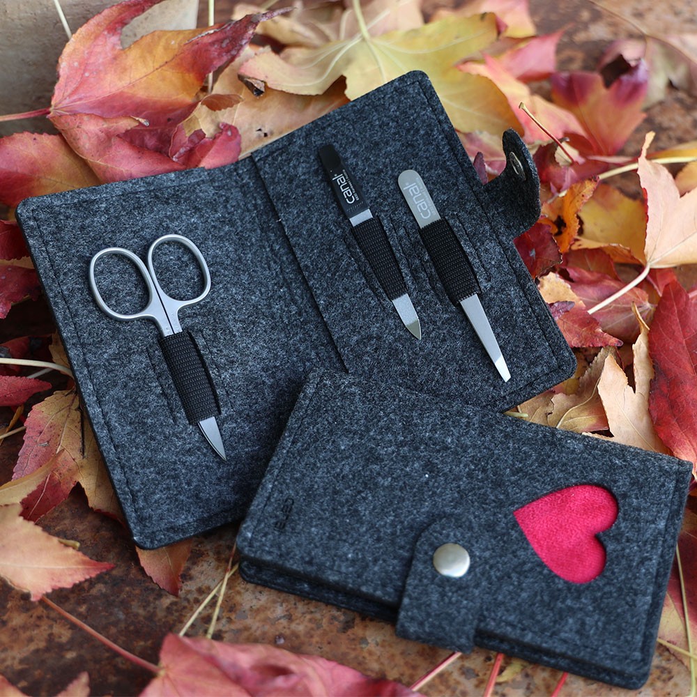 Custodia per manicure di feltro "cuore", grigio, 3 Custodia per manicure di feltro "cuore", grigio, 3