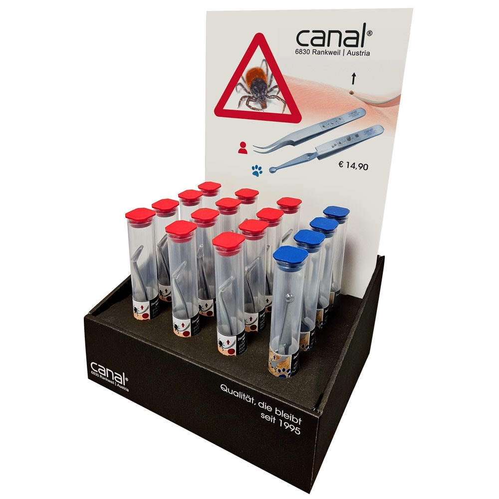 Tick tweezer display "Human and animal", 12+4 Tick tweezer display "Human and animal", 12+4