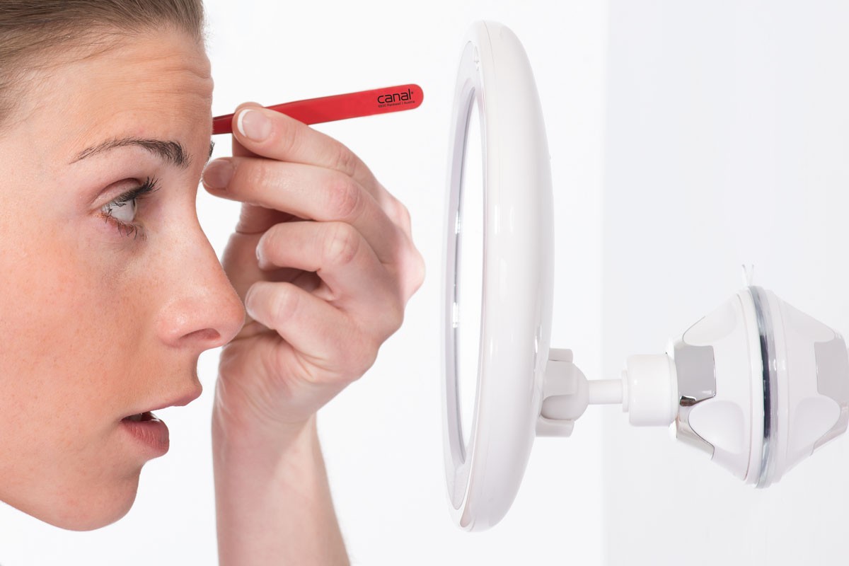 Spiegel mit LED-Beleuchtung, 10-fach Vergrößerung Spiegel mit LED-Beleuchtung, 10-fach Vergrößerung